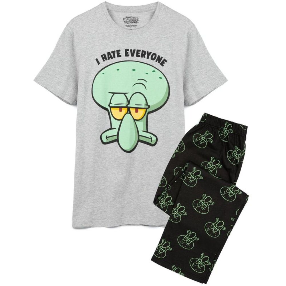 SpongeBob SquarePants Mens Squidward Long Pyjama Set / Gray/Black